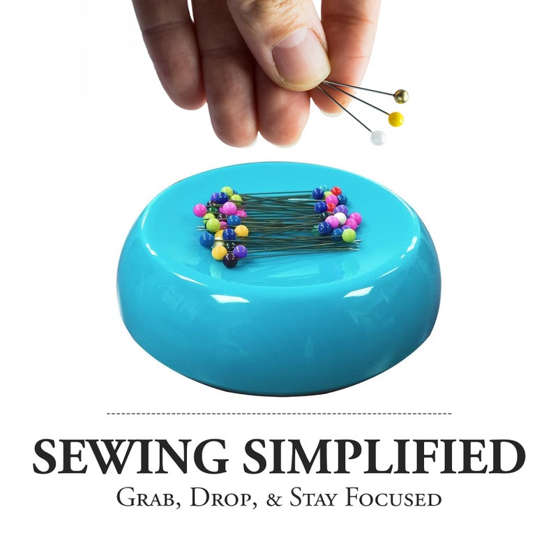 Grabbit Magnetic Sewing Pincushion with 50 Plastic Head Pins â€“ Magnet Pin Organizer for Quilting, Embroidery, Needles, Bobby Pins, & Craft Storage, Teal - Image 4